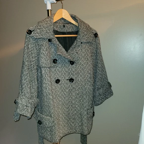 Kismet Herringbone Tweed Pea Coat - Picture 2 of 14